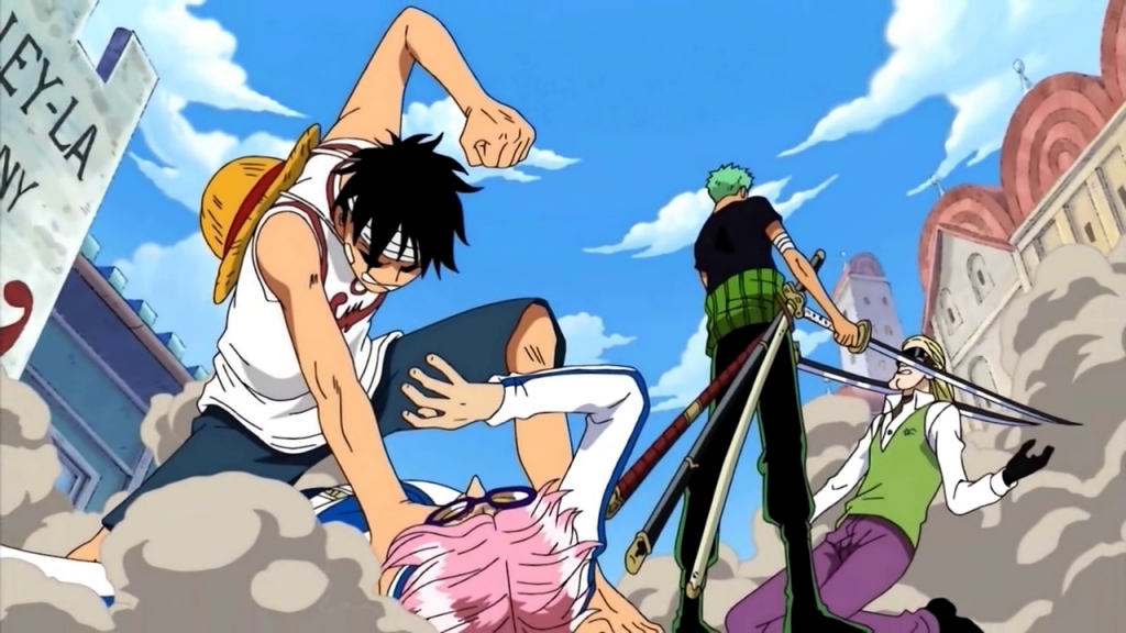 luffy and zoro defeat coby and helmeppo