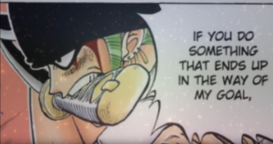 zoro threatens luffy