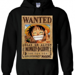 Luffy Wanted Poster Hoodie Black