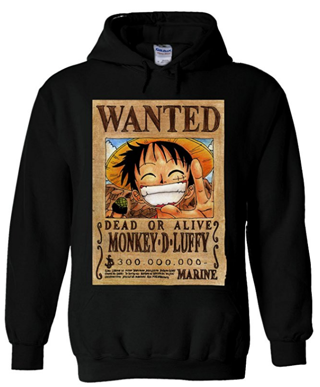 Luffy Wanted Poster Hoodie Black