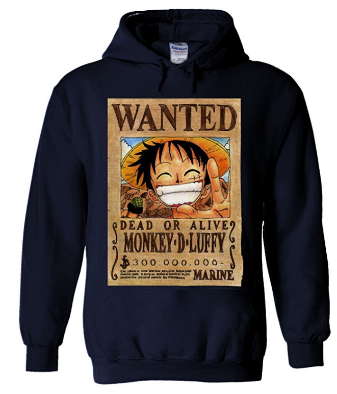Luffy Wanted Poster Hoodie Blue