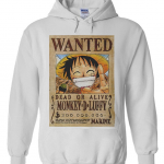 Luffy Wanted Poster Hoodie White